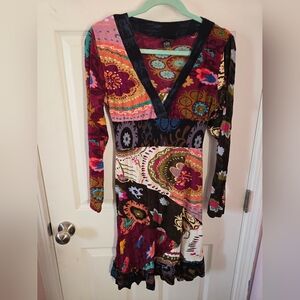 Fashion Fuse Multicolor Patterned Boho Dress Large